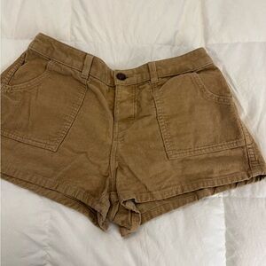 Birdwell Tan Corduroy Shorts with Red Logo Tag